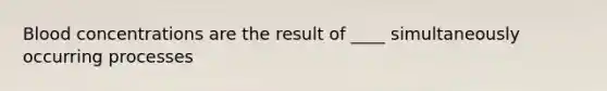 Blood concentrations are the result of ____ simultaneously occurring processes