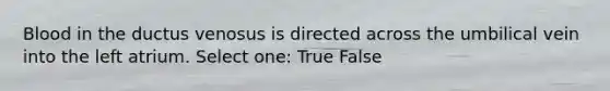 Blood in the ductus venosus is directed across the umbilical vein into the left atrium. Select one: True False