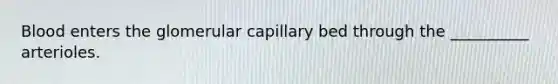 Blood enters the glomerular capillary bed through the __________ arterioles.