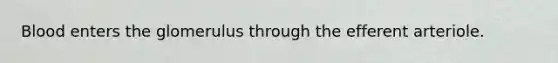 Blood enters the glomerulus through the efferent arteriole.