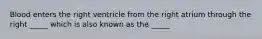 Blood enters the right ventricle from the right atrium through the right _____ which is also known as the _____
