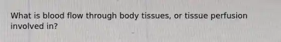 What is blood flow through body tissues, or tissue perfusion involved in?