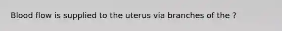 Blood flow is supplied to the uterus via branches of the ?