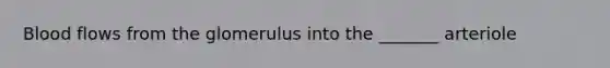 Blood flows from the glomerulus into the _______ arteriole