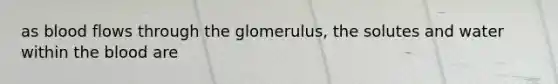 as blood flows through the glomerulus, the solutes and water within the blood are