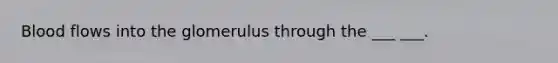 Blood flows into the glomerulus through the ___ ___.