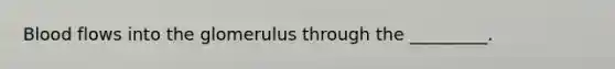 Blood flows into the glomerulus through the _________.