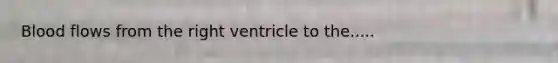 Blood flows from the right ventricle to the.....