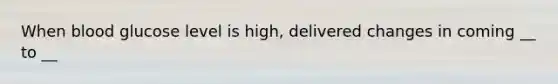 When blood glucose level is high, delivered changes in coming __ to __