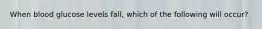 When blood glucose levels fall, which of the following will occur?