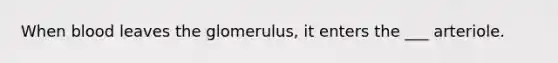 When blood leaves the glomerulus, it enters the ___ arteriole.