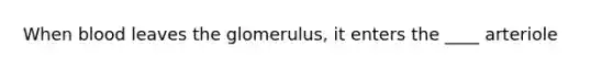 When blood leaves the glomerulus, it enters the ____ arteriole