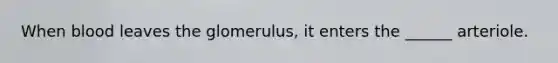 When blood leaves the glomerulus, it enters the ______ arteriole.