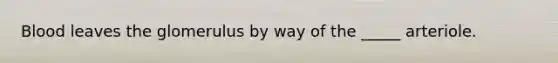 Blood leaves the glomerulus by way of the _____ arteriole.