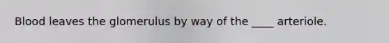 Blood leaves the glomerulus by way of the ____ arteriole.