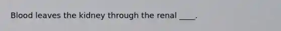 Blood leaves the kidney through the renal ____.