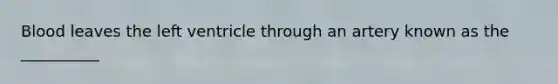 Blood leaves the left ventricle through an artery known as the __________