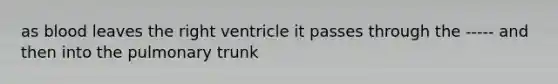 as blood leaves the right ventricle it passes through the ----- and then into the pulmonary trunk
