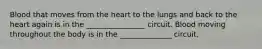 Blood that moves from the heart to the lungs and back to the heart again is in the ________________ circuit. Blood moving throughout the body is in the ______________ circuit.