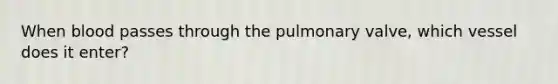 When blood passes through the pulmonary valve, which vessel does it enter?