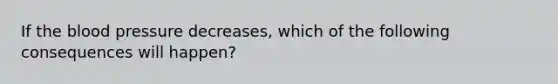 If the blood pressure decreases, which of the following consequences will happen?