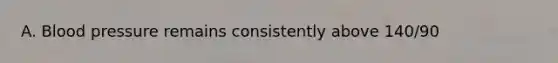 A. Blood pressure remains consistently above 140/90