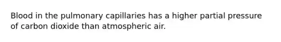 Blood in the pulmonary capillaries has a higher partial pressure of carbon dioxide than atmospheric air.