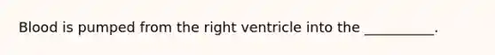 Blood is pumped from the right ventricle into the __________.