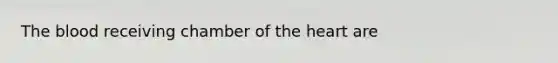 <a href='https://www.questionai.com/knowledge/k7oXMfj7lk-the-blood' class='anchor-knowledge'>the blood</a> receiving chamber of <a href='https://www.questionai.com/knowledge/kya8ocqc6o-the-heart' class='anchor-knowledge'>the heart</a> are