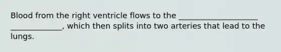 Blood from the right ventricle flows to the ____________________ _____________, which then splits into two arteries that lead to the lungs.