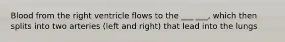 Blood from the right ventricle flows to the ___ ___, which then splits into two arteries (left and right) that lead into the lungs