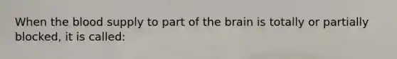 When the blood supply to part of the brain is totally or partially blocked, it is called: