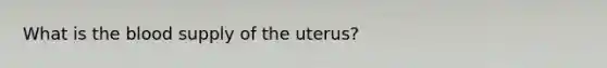 What is the blood supply of the uterus?