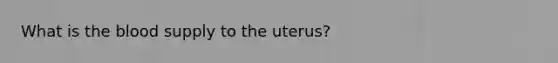 What is the blood supply to the uterus?