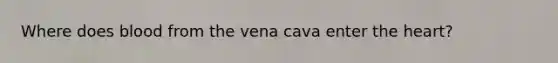 Where does blood from the vena cava enter the heart?