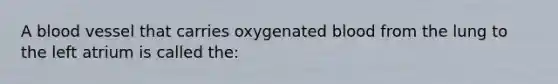 A blood vessel that carries oxygenated blood from the lung to the left atrium is called the: