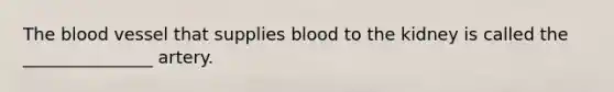 <a href='https://www.questionai.com/knowledge/k7oXMfj7lk-the-blood' class='anchor-knowledge'>the blood</a> vessel that supplies blood to the kidney is called the _______________ artery.