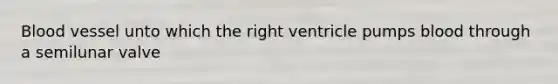 Blood vessel unto which the right ventricle pumps blood through a semilunar valve
