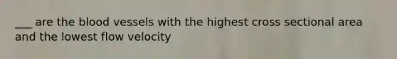 ___ are the blood vessels with the highest cross sectional area and the lowest flow velocity