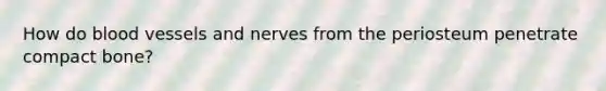 How do <a href='https://www.questionai.com/knowledge/kZJ3mNKN7P-blood-vessels' class='anchor-knowledge'>blood vessels</a> and nerves from the periosteum penetrate compact bone?