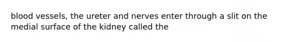 blood vessels, the ureter and nerves enter through a slit on the medial surface of the kidney called the