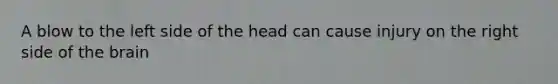 A blow to the left side of the head can cause injury on the right side of the brain