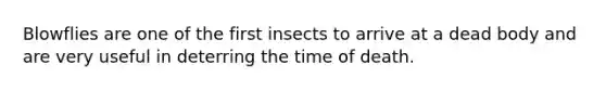 Blowflies are one of the first insects to arrive at a dead body and are very useful in deterring the time of death.