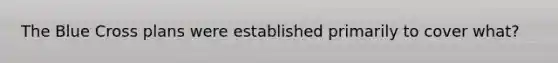 The Blue Cross plans were established primarily to cover what?