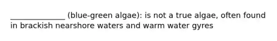 ______________ (blue-green algae): is not a true algae, often found in brackish nearshore waters and warm water gyres