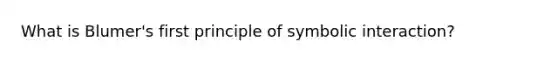 What is Blumer's first principle of symbolic interaction?