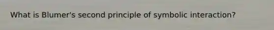 What is Blumer's second principle of symbolic interaction?