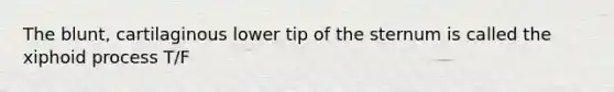 The blunt, cartilaginous lower tip of the sternum is called the xiphoid process T/F