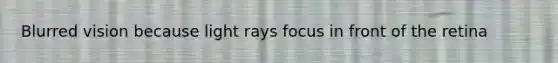 Blurred vision because light rays focus in front of the retina