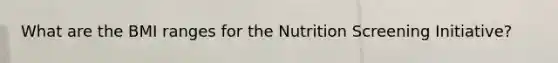 What are the BMI ranges for the Nutrition Screening Initiative?